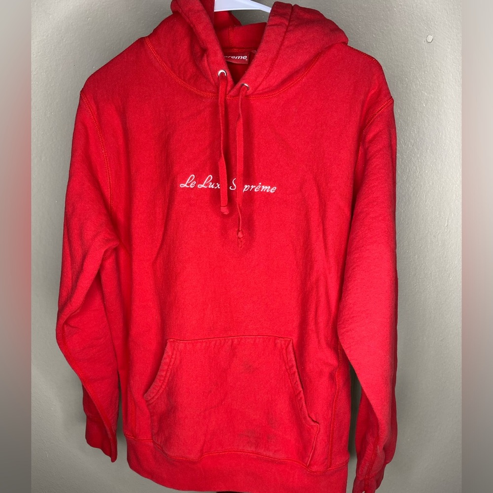 SUPREME Le Luxe Red Hooded Sweatshirt size medium